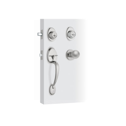 Jaladera y perilla de cromo mate con cerrojo llave llave