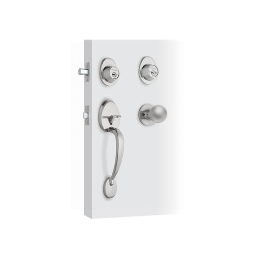 Jaladera y perilla de cromo mate con cerrojo llave llave