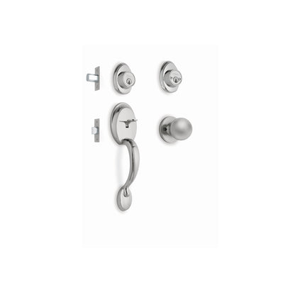 Jaladera y perilla de entrada principal con acabado cromo mate