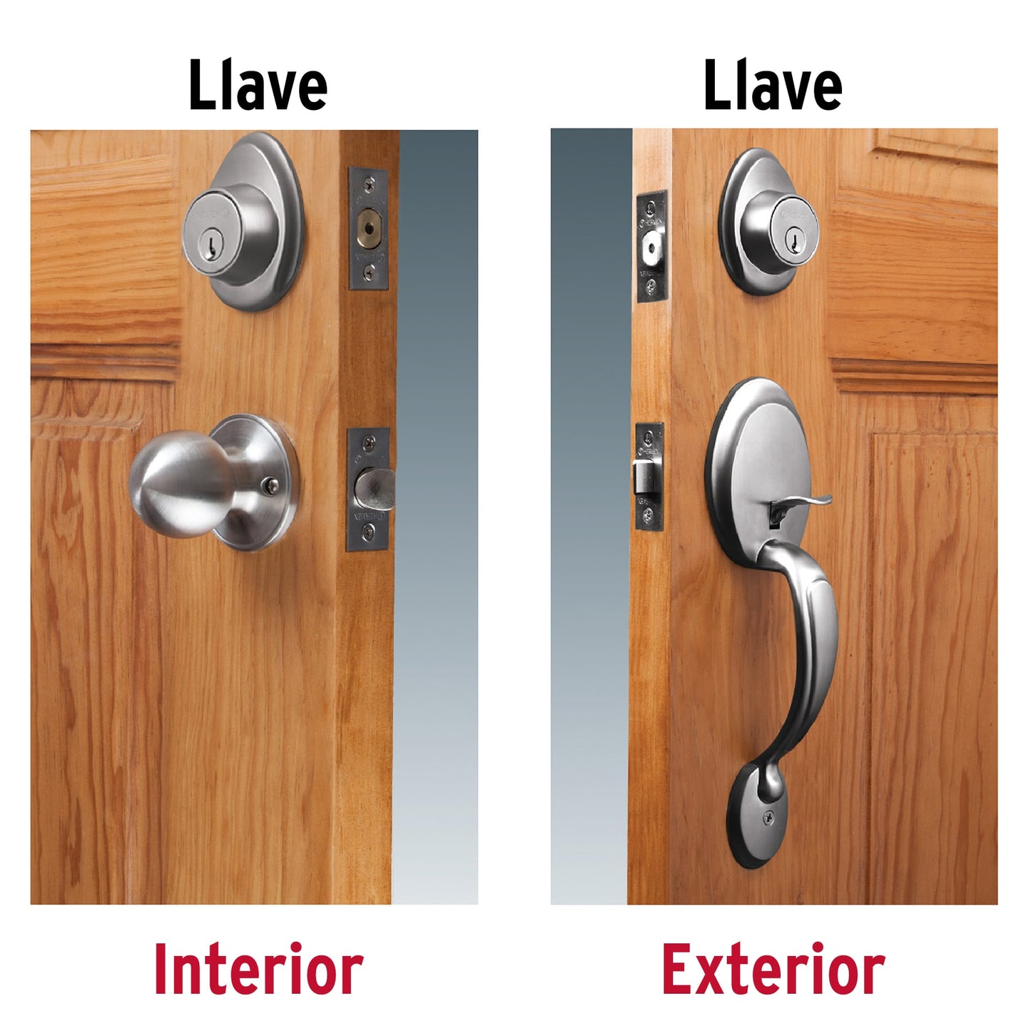 Jaladera y perilla de entrada principal con acabado cromo mate