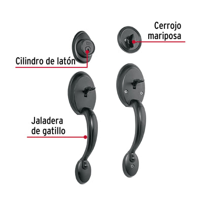 Doble jaladera y perilla, Berna mariposa, negro, BASIC · vista 3