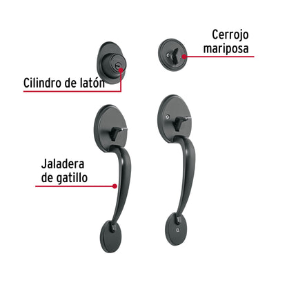 Doble jaladera, Lugo llave-mariposa, Negro · vista 2