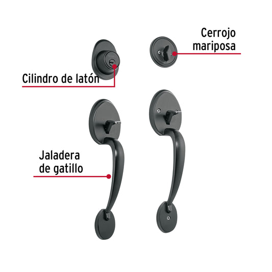Doble jaladera, Lugo llave-mariposa, Negro · vista 2