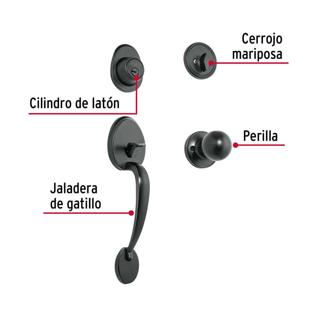Jaladera/perilla, Lugo llave-mariposa, Negro · vista 2