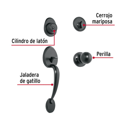 Jaladera/perilla, Lugo llave-mariposa, Negro · vista 2