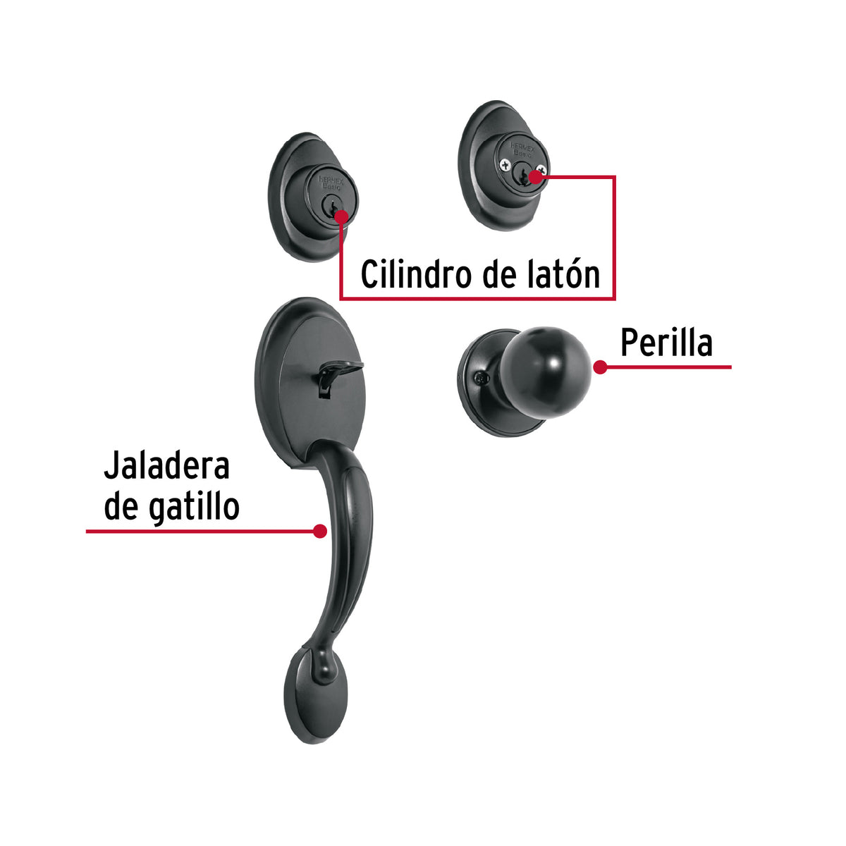 Jaladera y perilla, Berna llave-llave, negro, BASIC · vista 2