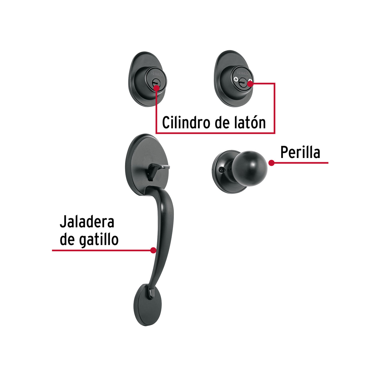 Jaladera/perilla, Lugo llave-llave, Negro · vista 2