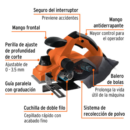 Cepillo eléctrico 3-1/4 850W PRO Moto