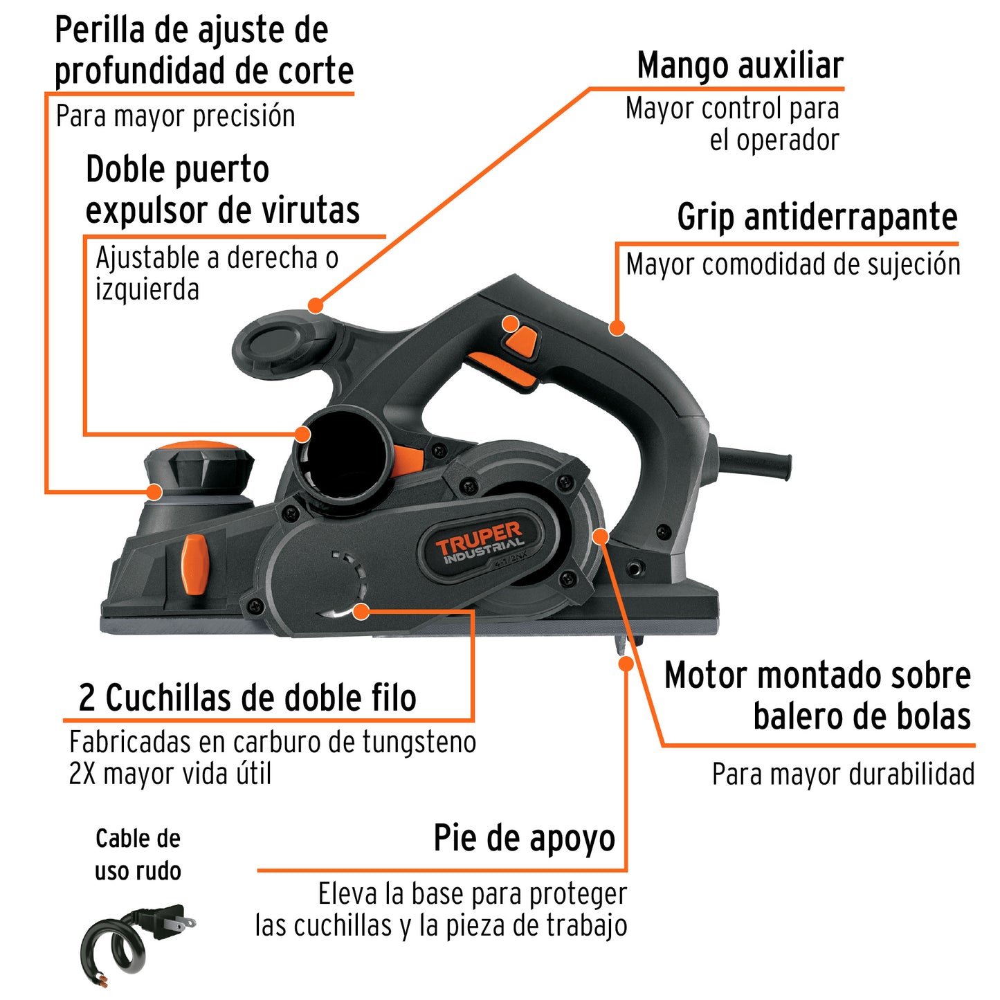 Cepillo eléctrico 4-1/2 950W INDUSTRIAL