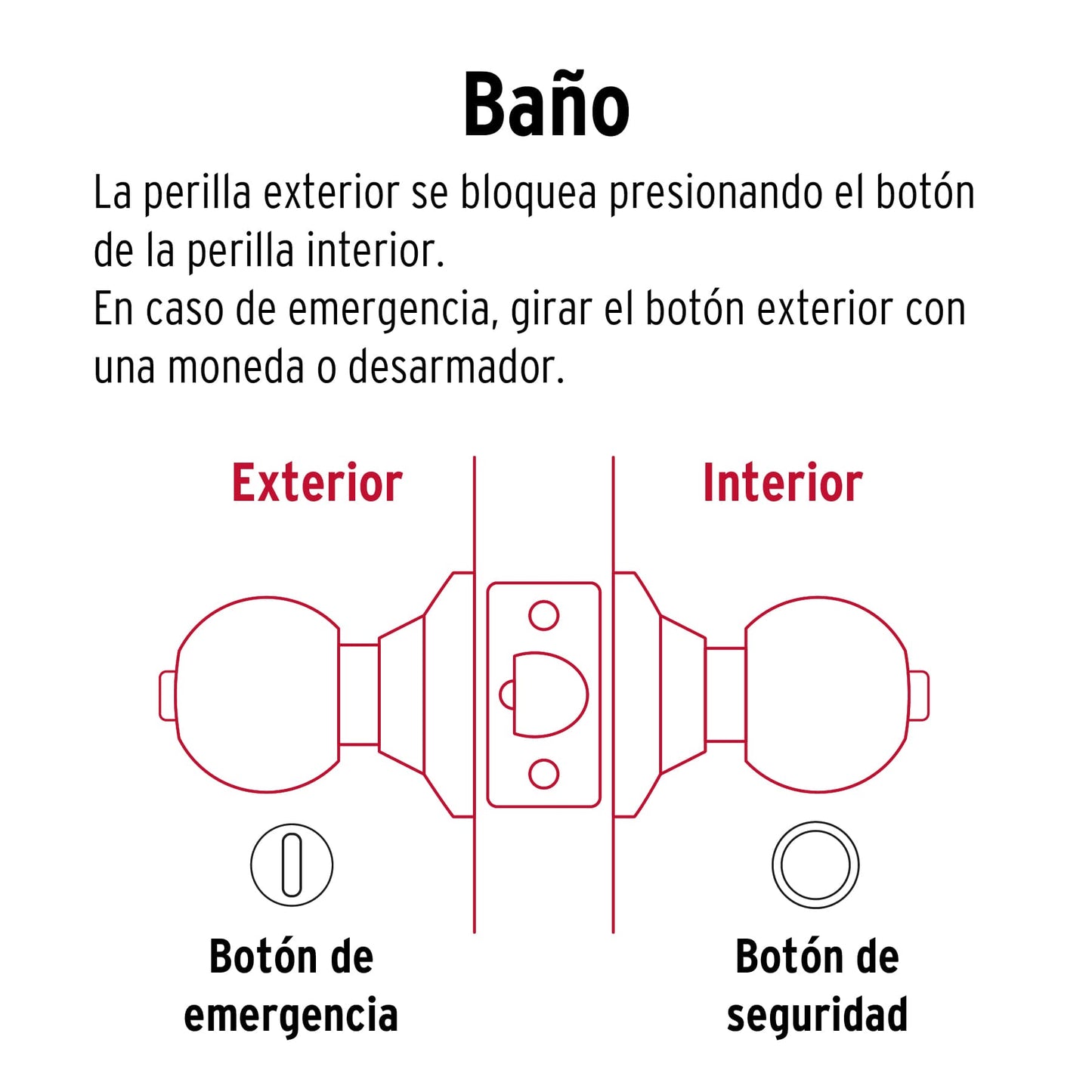 Cerradura de Esfera Baño Latón Brillante