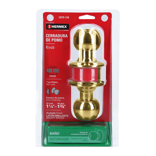 Cerradura de Esfera Baño Latón Brillante