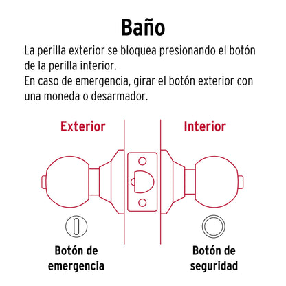 Cerradura de Esfera Baño Cromo Mate