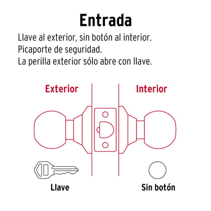 Cerradura de Esfera Entrada Cromo Mate