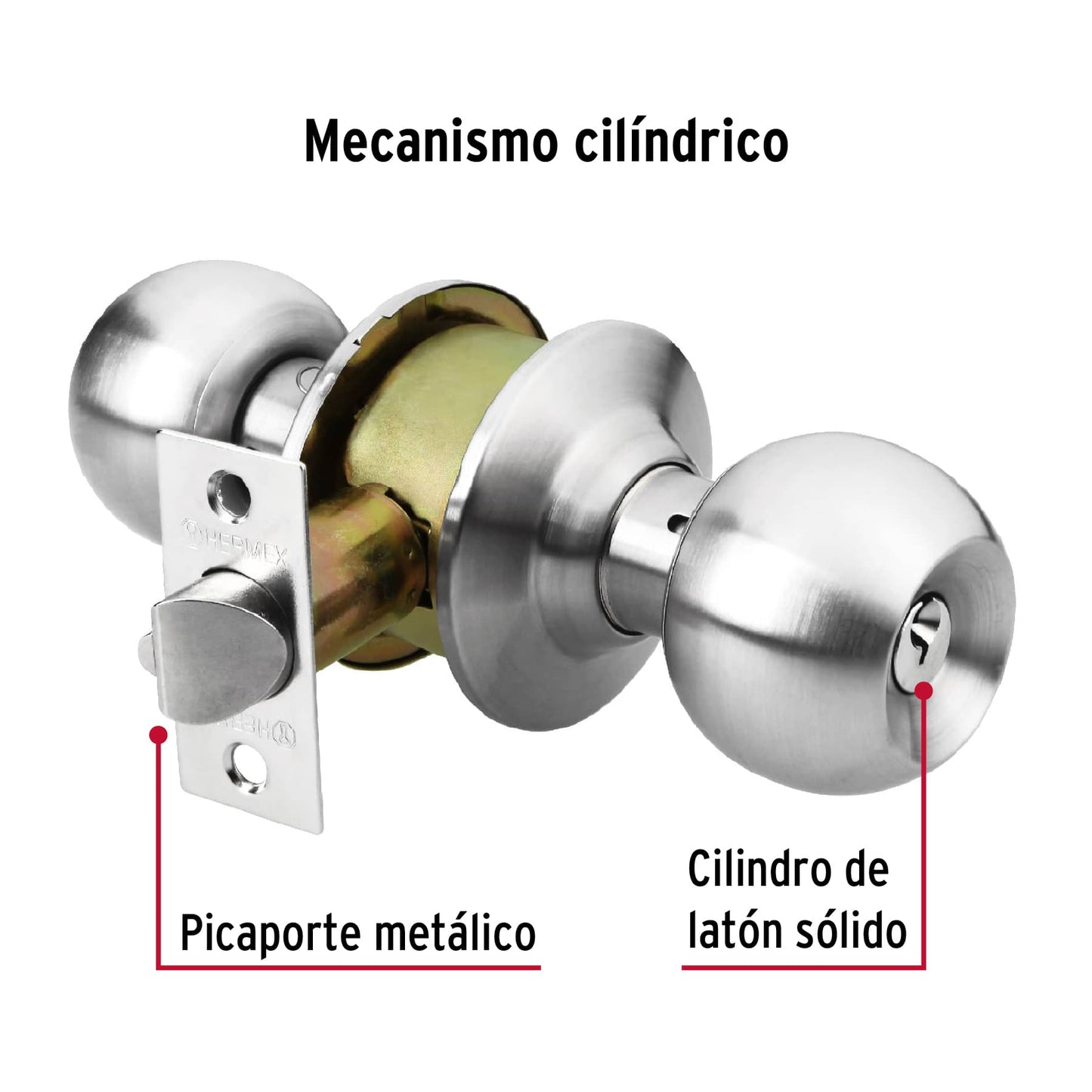 Cerradura de Esfera Dormitorio Cromo Mate