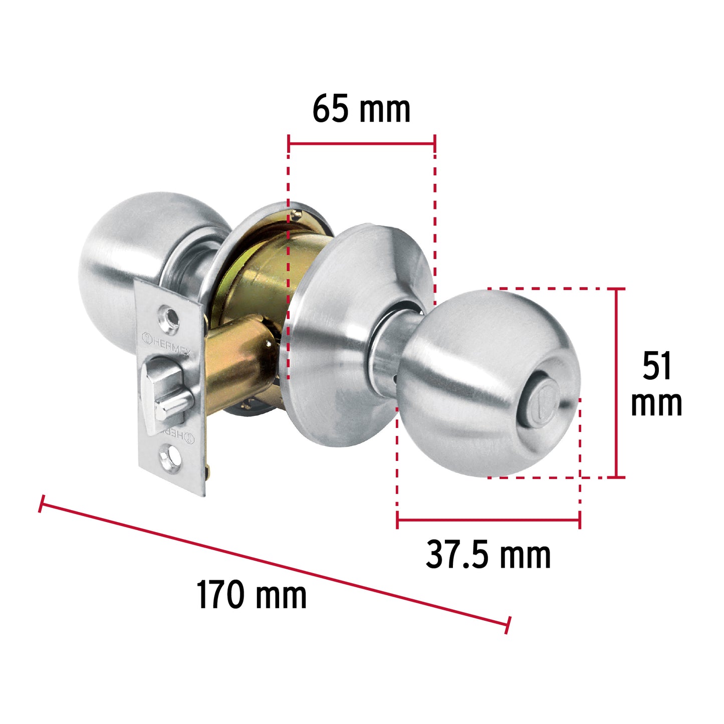Cerradura de Esfera Dormitorio Cromo Mate