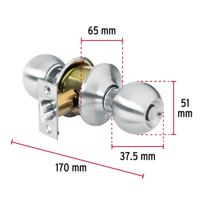 Cerradura de Esfera Dormitorio Cromo Mate