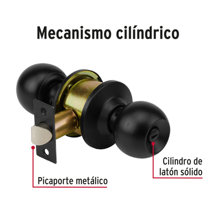 Cerradura pomo, negro, esfera, baño · vista 5