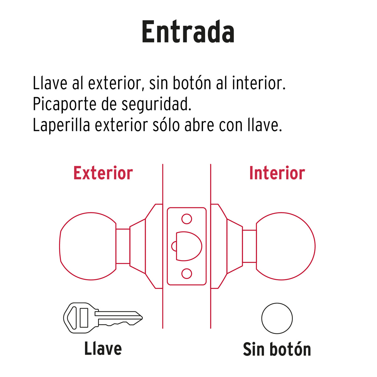 Cerradura pomo, negro, esfera, entrada · vista 2