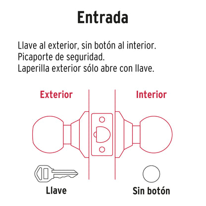 Cerradura pomo, negro, esfera, entrada · vista 2