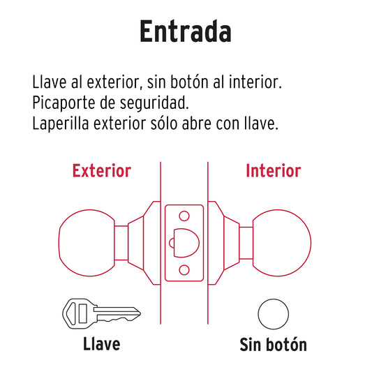 Cerradura pomo, negro, esfera, entrada · vista 2
