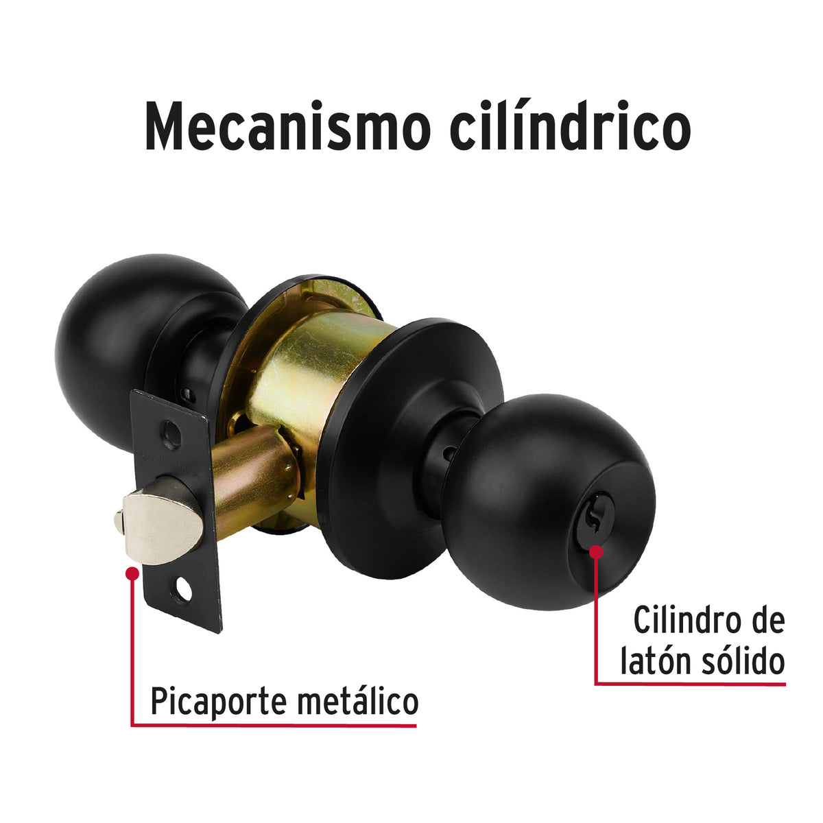 Cerradura pomo, negro, esfera, recámara · vista 5