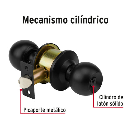 Cerradura pomo, negro, esfera, recámara · vista 5