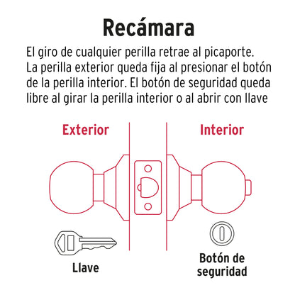 Cerradura pomo, negro, esfera, recámara · vista 2