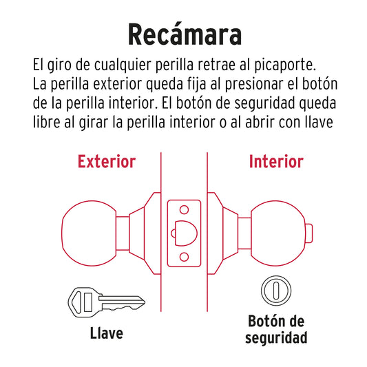 Cerradura pomo, negro, esfera, recámara · vista 2