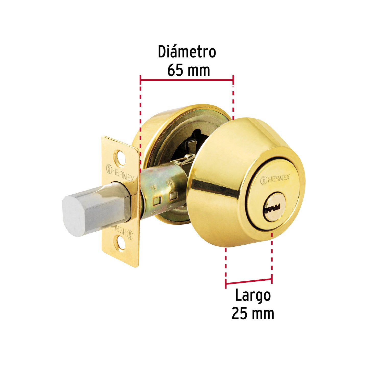Cerrojo llave-llave latón brillante