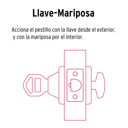 Cerrojo llave-mariposa latón antiguo