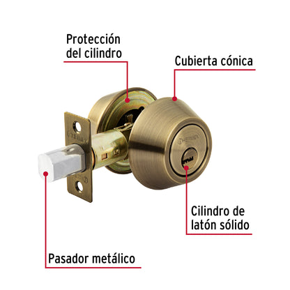 Cerrojo llave-llave latón antiguo