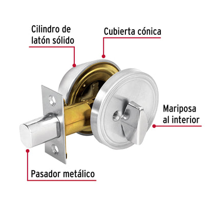 Cerrojo llave-mariposa cromo mate