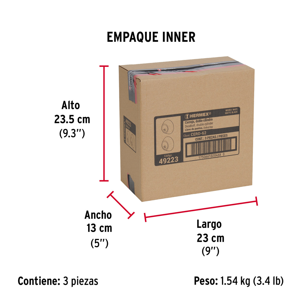 Cerrojo llave-llave negro, llave puntos · vista 8