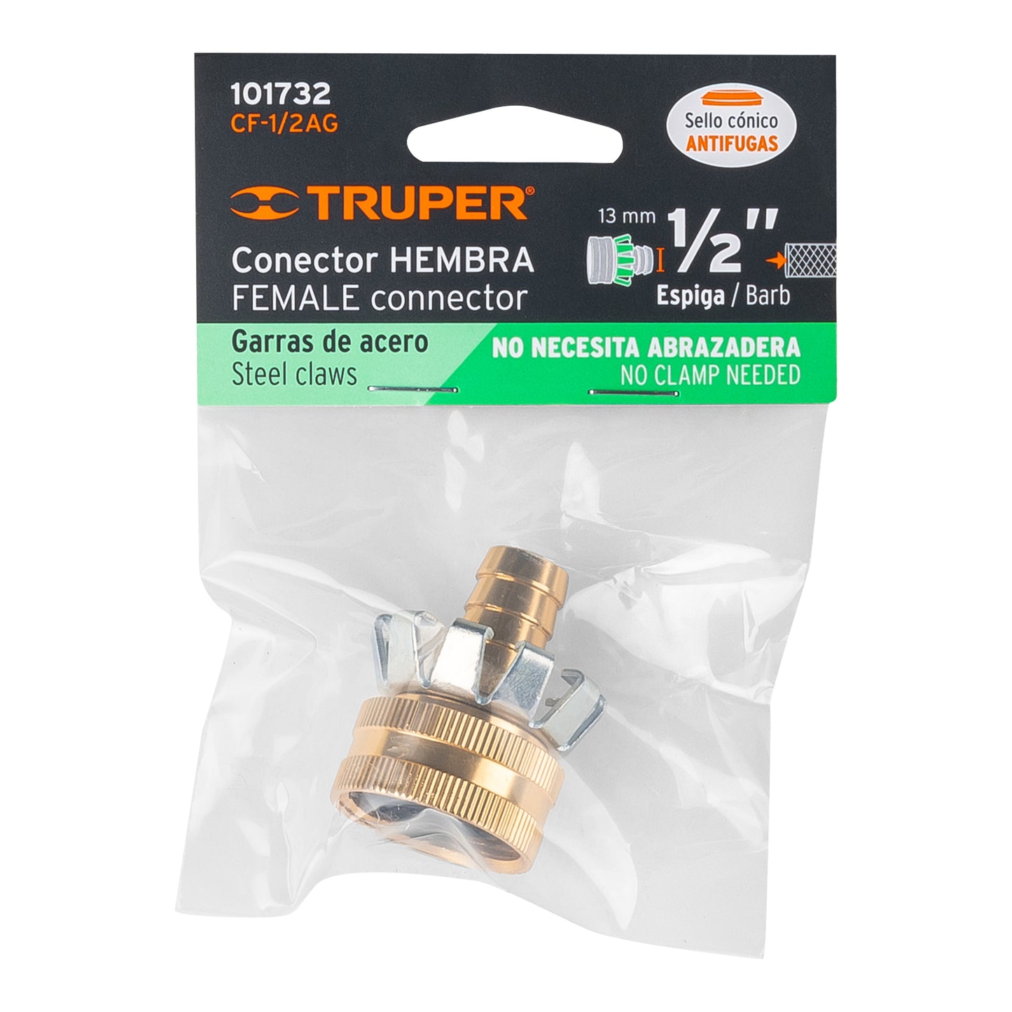 Conector 1/2pulg. hembra tipo garra de aluminio
