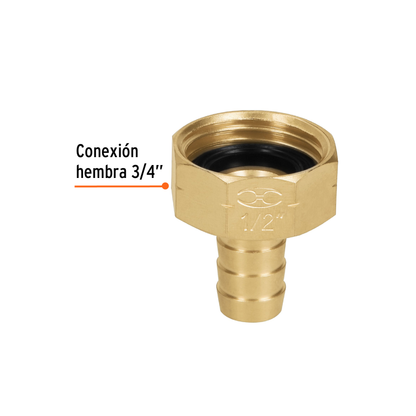 Conector 1/2pulg. hembra de latón sólido para