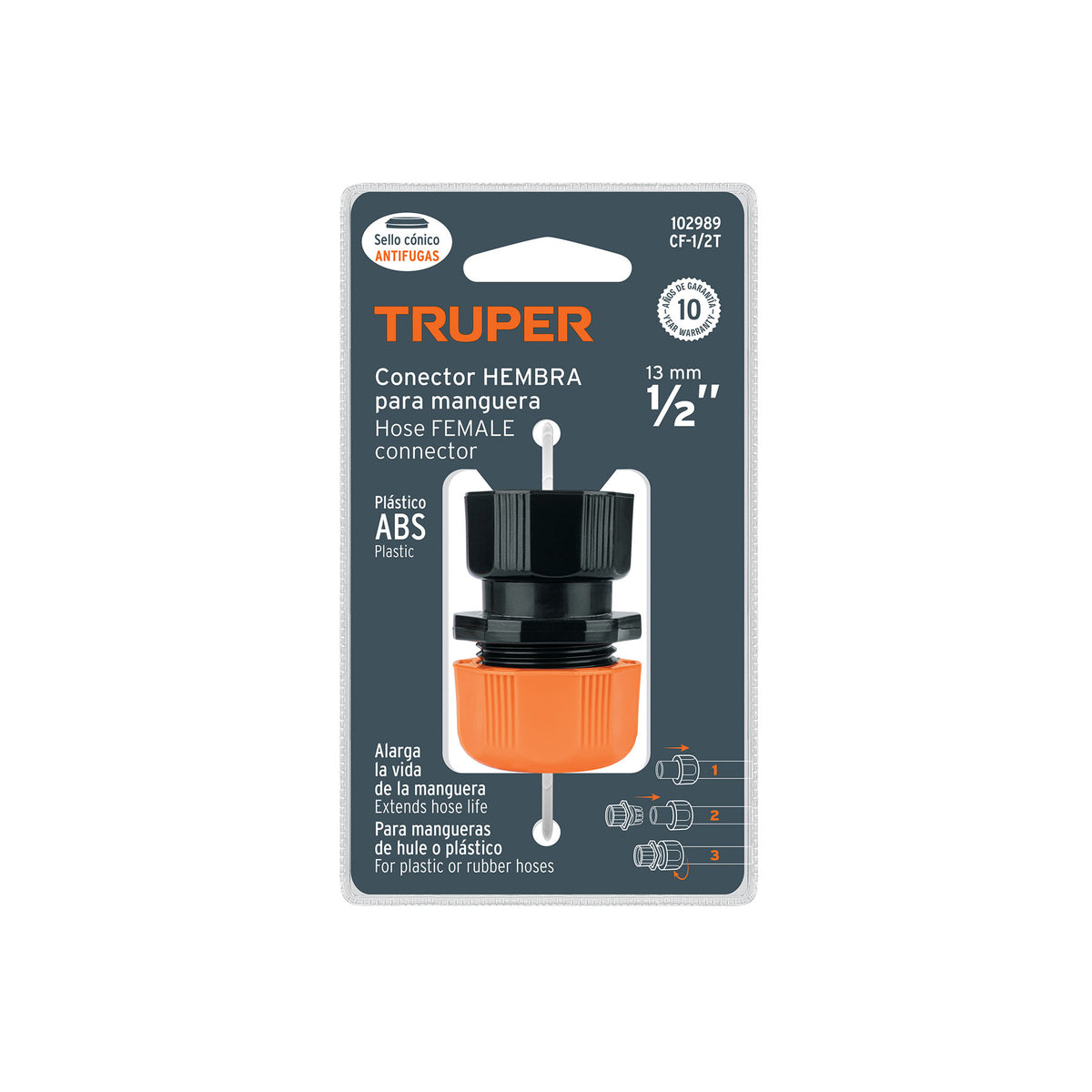 Conector 1/2" hembra de ABS con tuerca de ajuste manual · vista 5