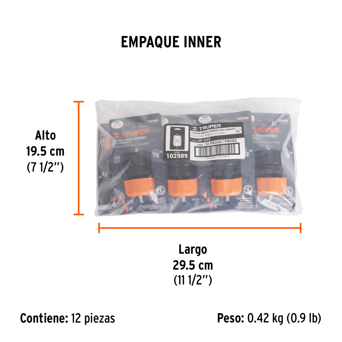 Conector 1/2" hembra de ABS con tuerca de ajuste manual · vista 7