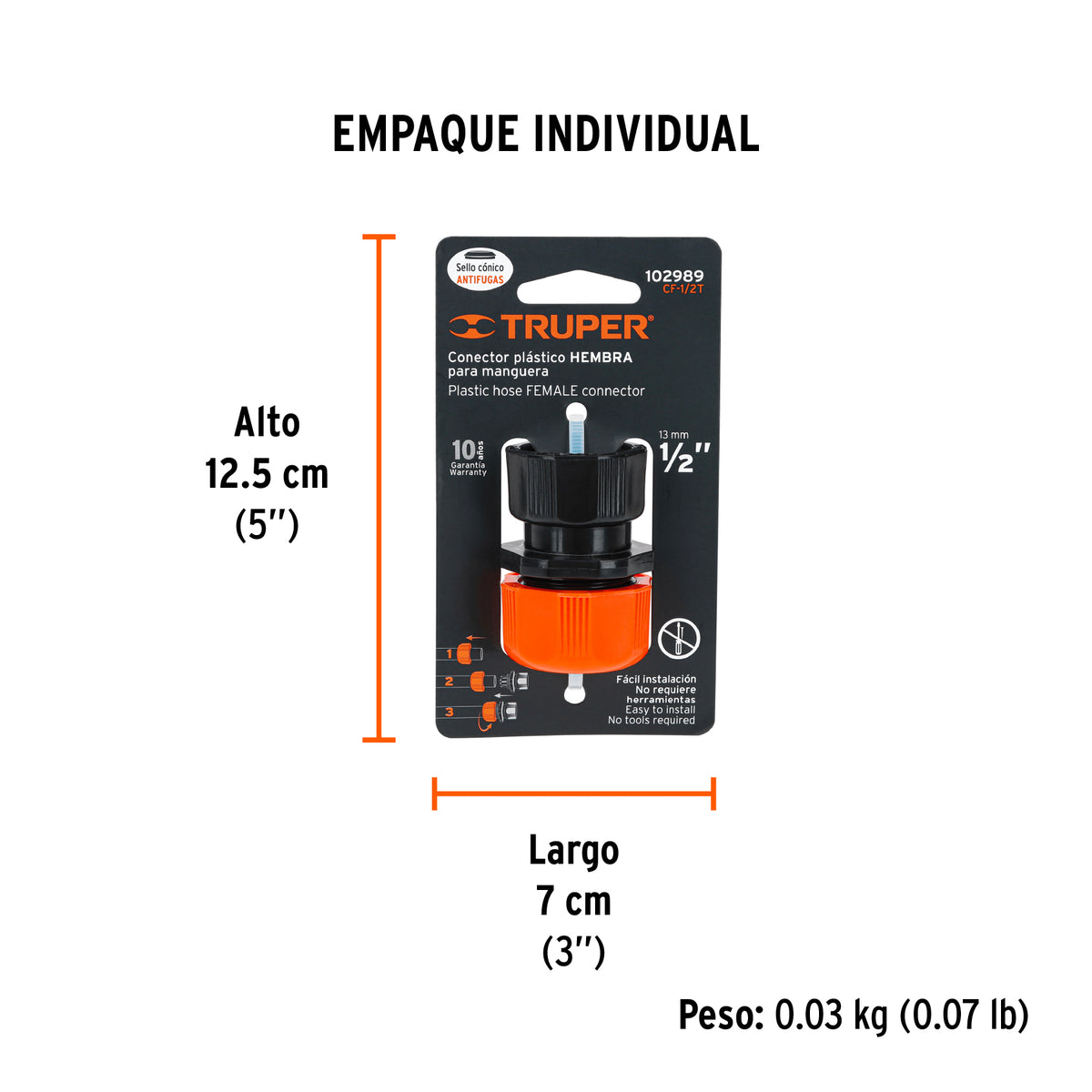 Conector 1/2" hembra de ABS con tuerca de ajuste manual · vista 6