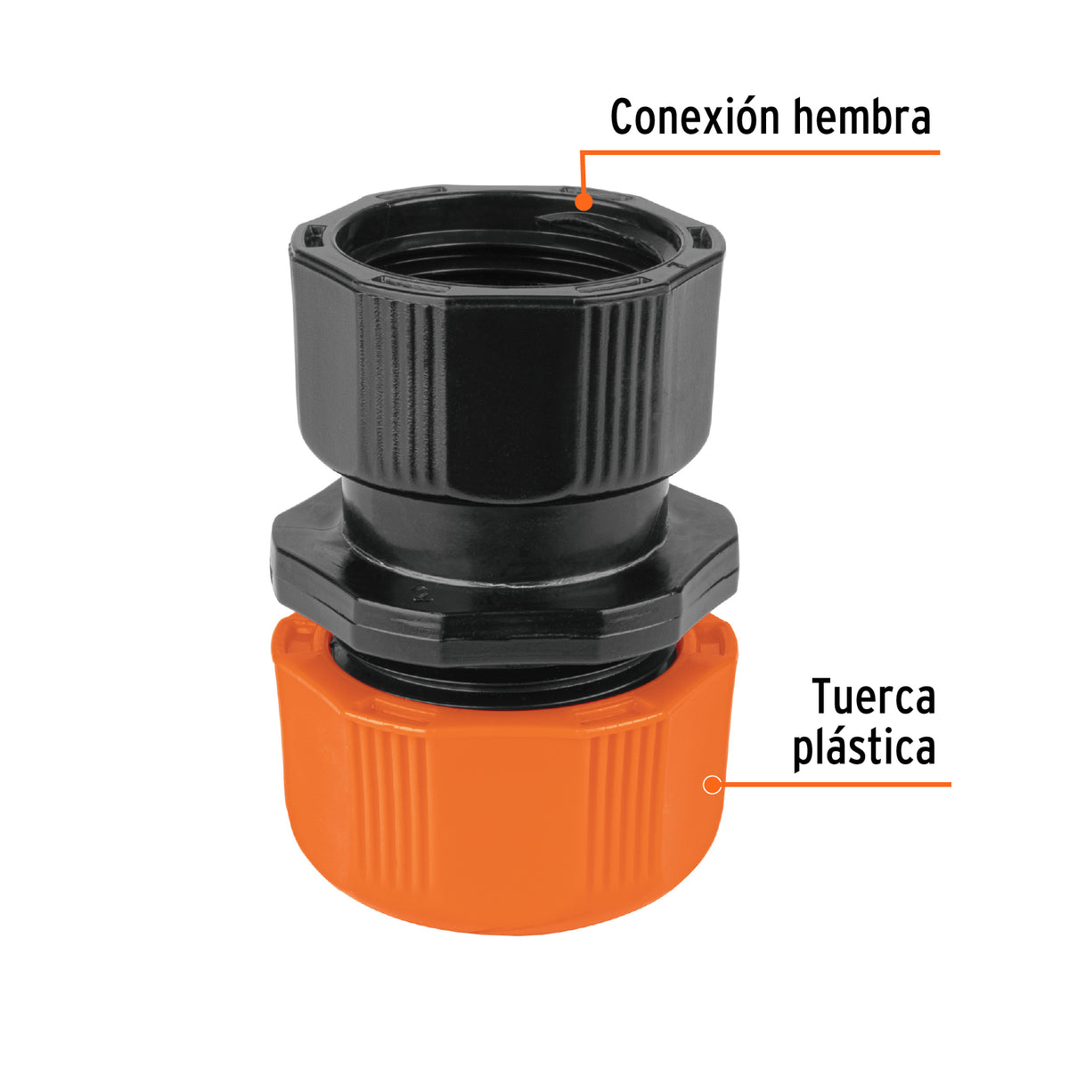 Conector 1/2" hembra de ABS con tuerca de ajuste manual · vista 2