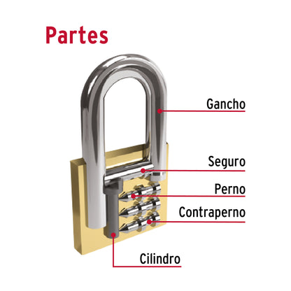 Candado de hierro de 20 mm con gancho corto