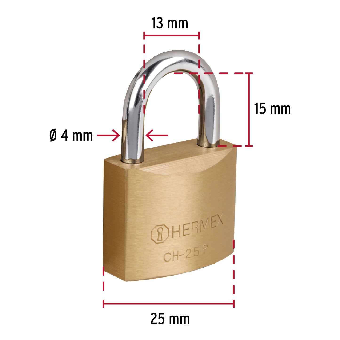 Candado de hierro de 25 mm con gancho corto