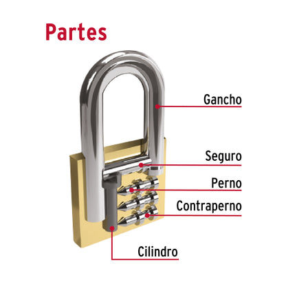 Candado de hierro de 30 mm con gancho corto