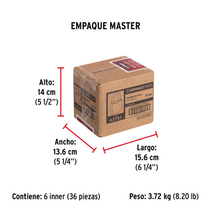 Candado de hierro de 32 mm con gancho corto