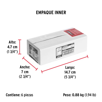 Candado de hierro de 38 mm con gancho corto