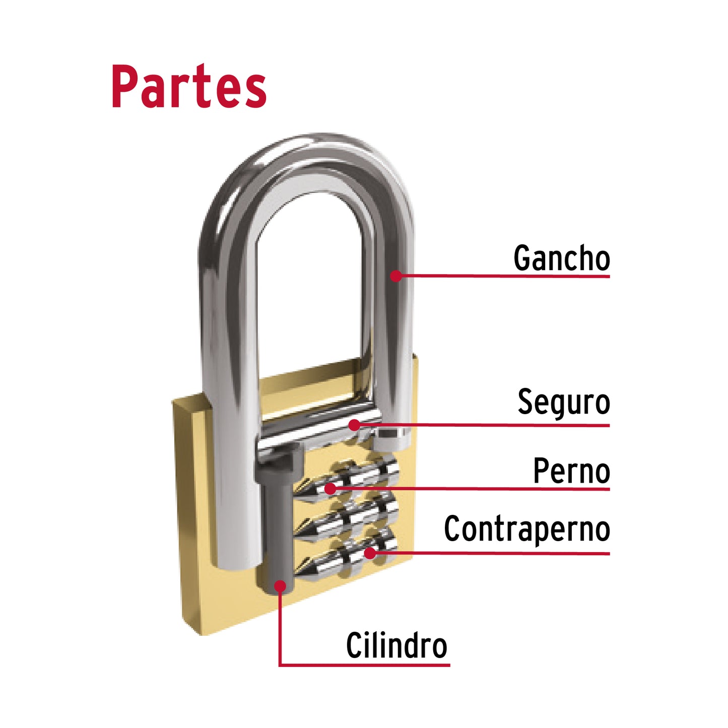 Candado de hierro de 40 mm con gancho corto