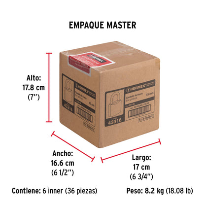 Candado de hierro de 45 mm con gancho corto