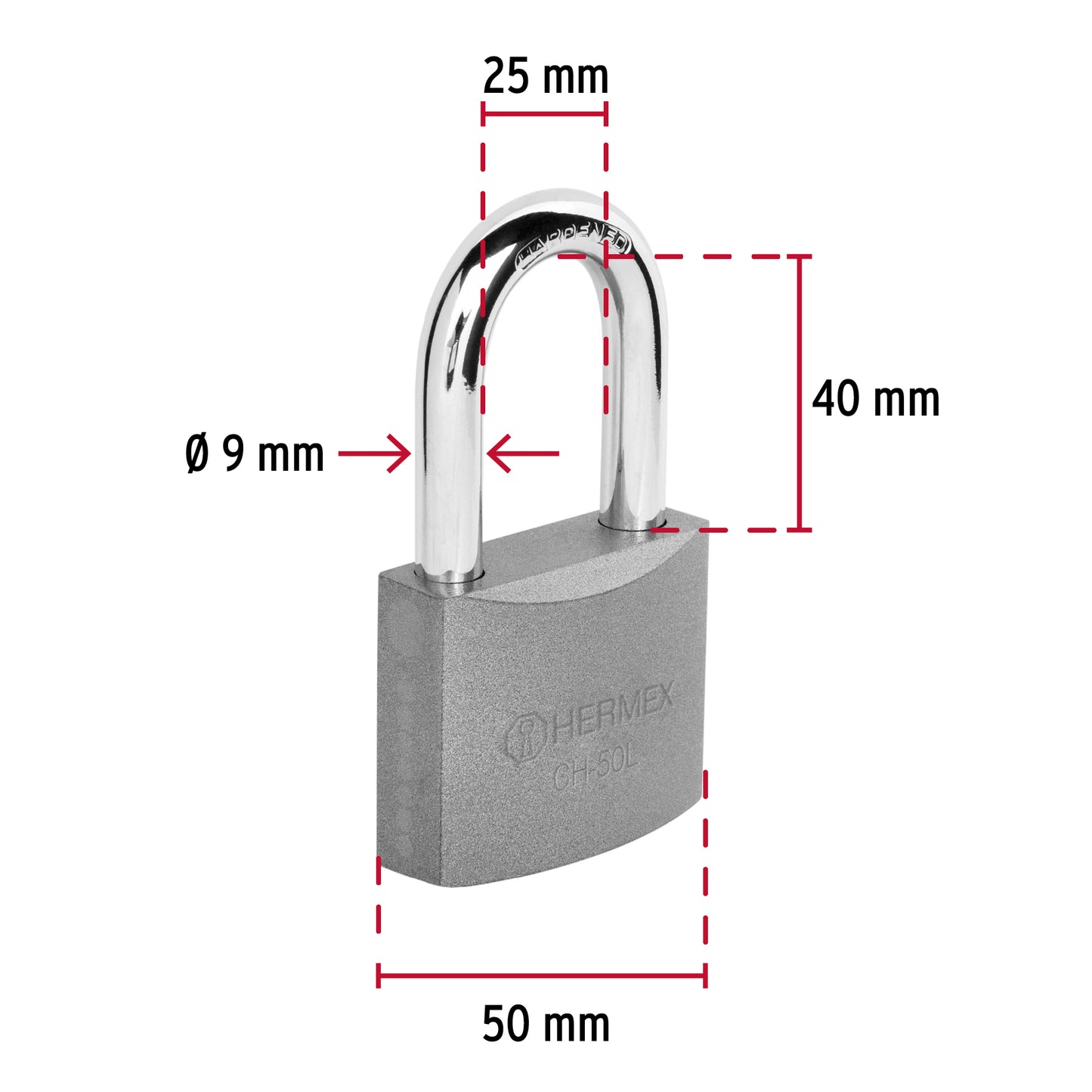 Candado de hierro de 50 mm con gancho largo