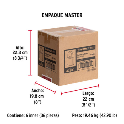 Candado de hierro de 63 mm con gancho corto