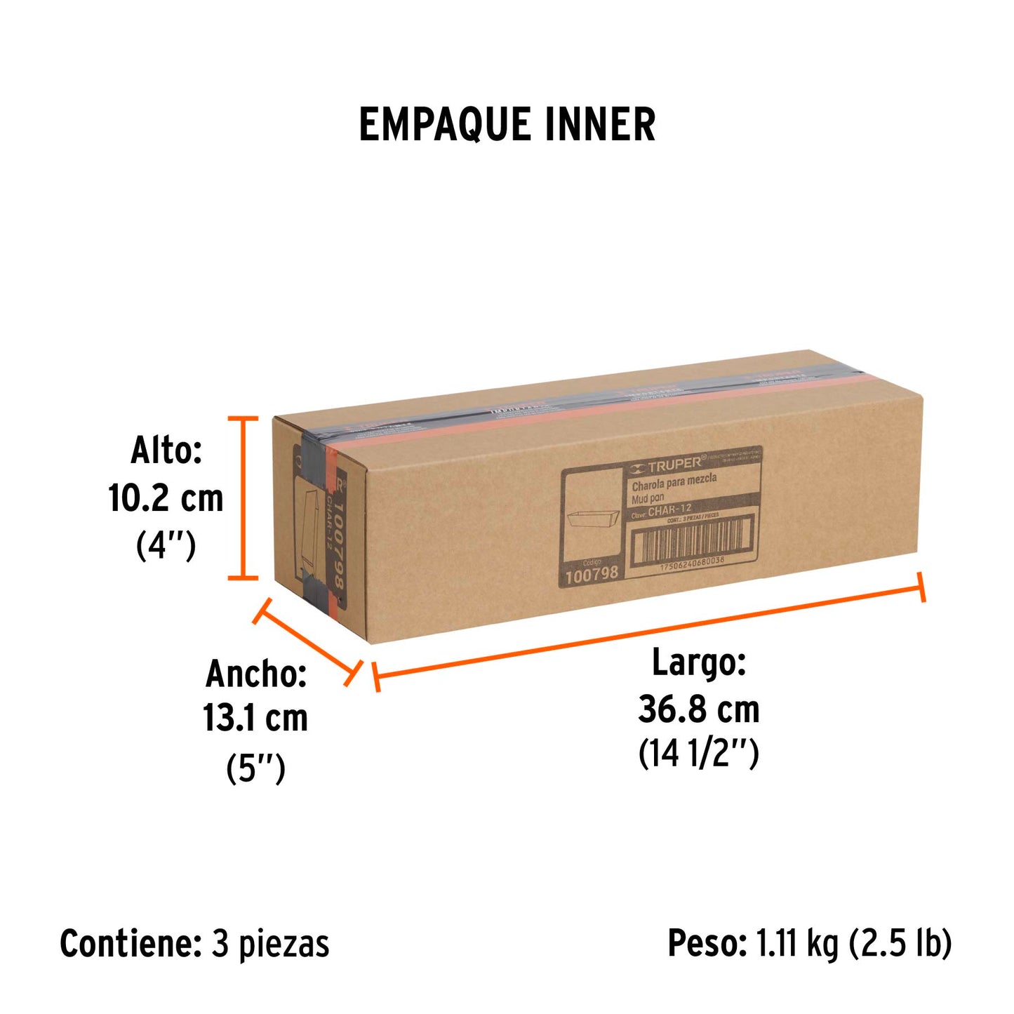 Charola de 12 pulg de acero inoxidable - SKU 100798