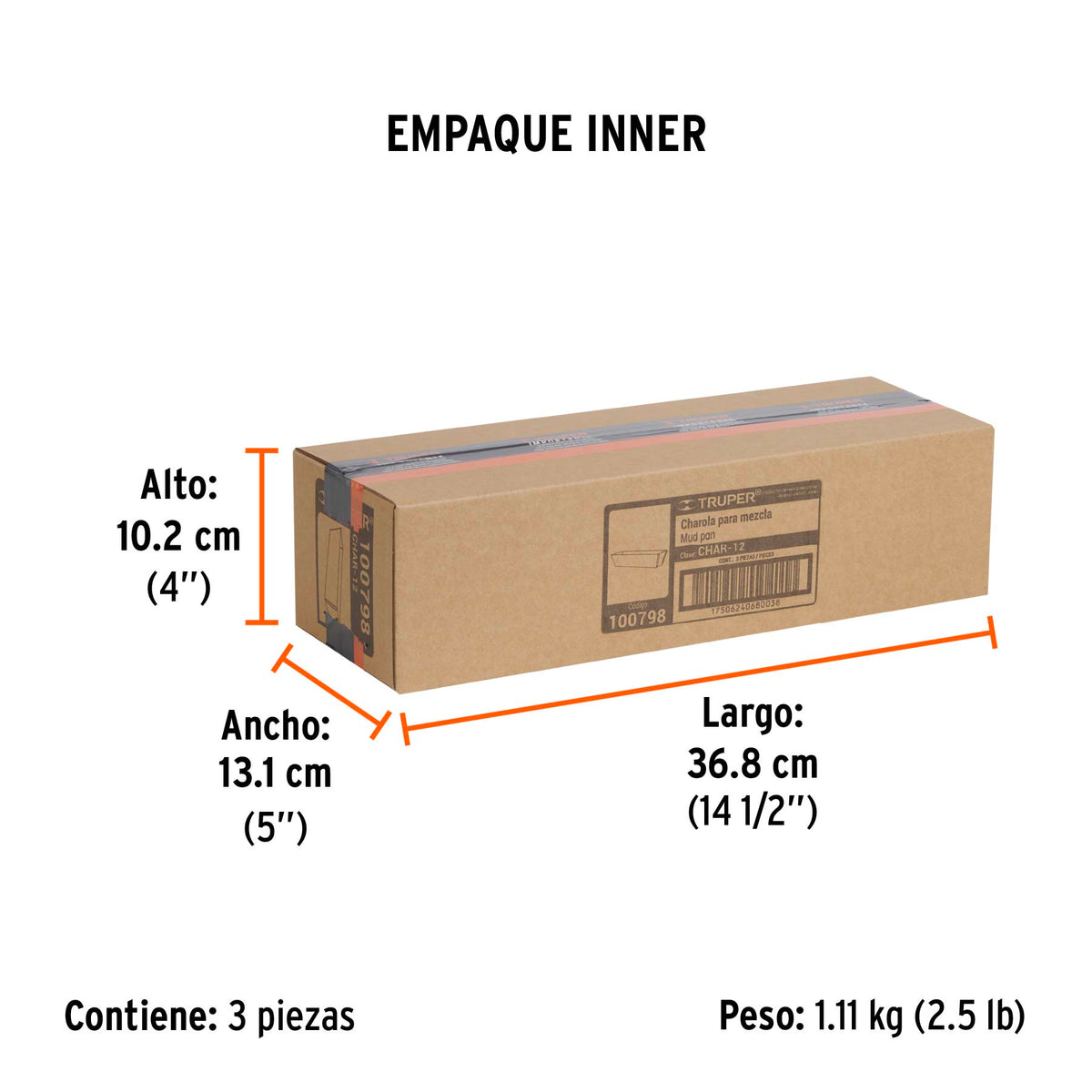 Charola de 12 pulg de acero inoxidable - SKU 100798